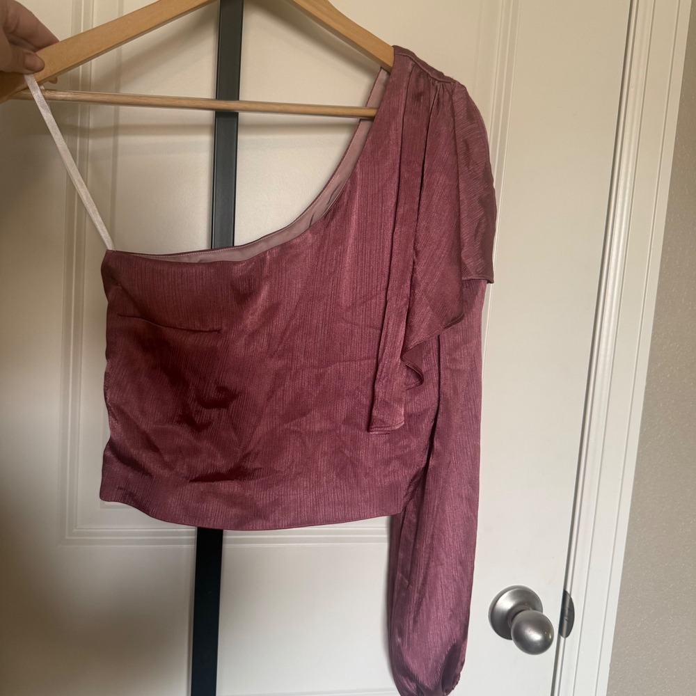 Lovers + Friends REVOLVE Park Mauve Pink One-Shoulder Blouse Women's Small - Picture 2 of 8
